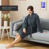 Halat de baie unisex Homelevel, M, Gri, Bumbac organic, 54845.73.2