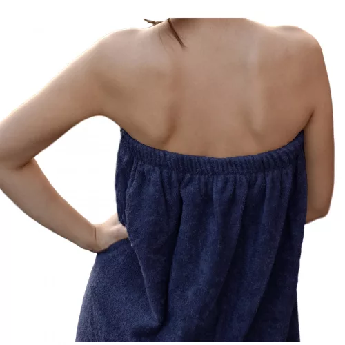 Halat de sauna pentru femei Jemidi, Universal, Albastru, Bumbac organic, 54988.17