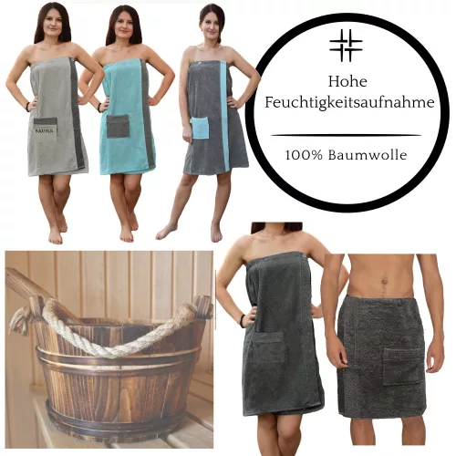 Halat de sauna pentru femei Jemidi, Universal, Albastru, Bumbac organic, 54988.17