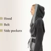 Halat de baie pentru copii Homelevel, 128, Gri, Bumbac organic, 54864.22.37