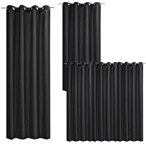 Draperie opaca Stella cu inele Jemidi, 300 x 245 cm, Negru, Poliester, 55288.01.01