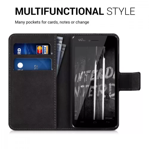 Husa Wiko Birdy, Piele ecologica, Negru, 35604.01