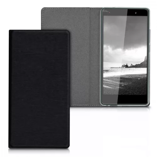Husa Wiko Fever, Piele ecologica, Negru, 35967.01