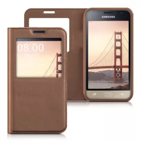 Husa Samsung Galaxy J1 (2016), Piele ecologica, Maro, 38403.54