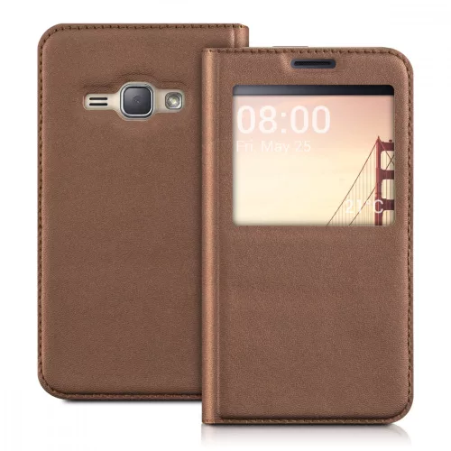 Husa Samsung Galaxy J1 (2016), Piele ecologica, Maro, 38403.54