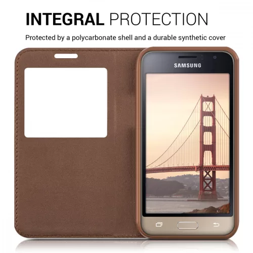 Husa Samsung Galaxy J1 (2016), Piele ecologica, Maro, 38403.54