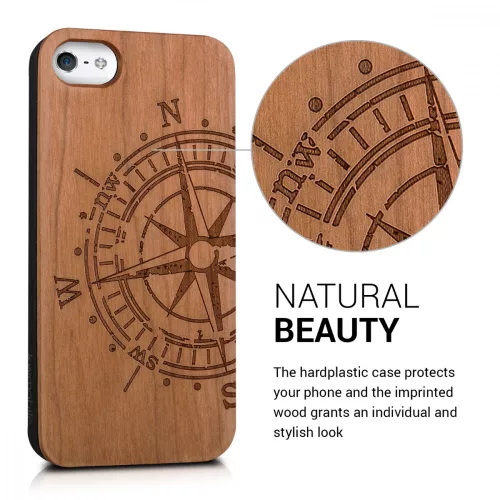 Husa Apple iPhone 5 / iPhone 5s / iPhone SE, Lemn, Maro, 38451.24