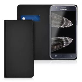 Husa Samsung Galaxy J5, Piele naturala, Negru, 39196.01