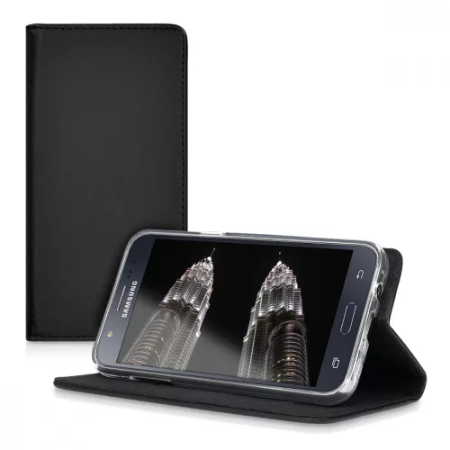 Husa Samsung Galaxy J5, Piele naturala, Negru, 39196.01
