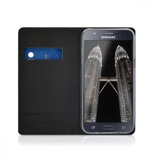 Husa Samsung Galaxy J5, Piele naturala, Negru, 39196.01