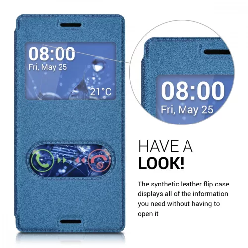 Husa Sony Xperia M4 Aqua, Piele ecologica, Albastru, 37417.17