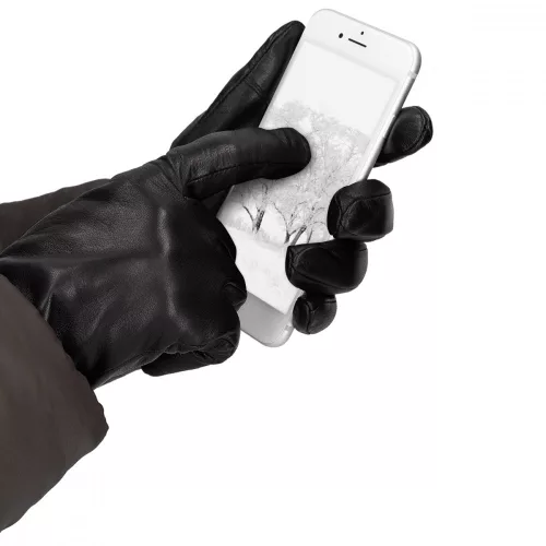 Manusi Navaris din piele pentru Touchscreen, Dama, Negru, Marime L, 39924.12