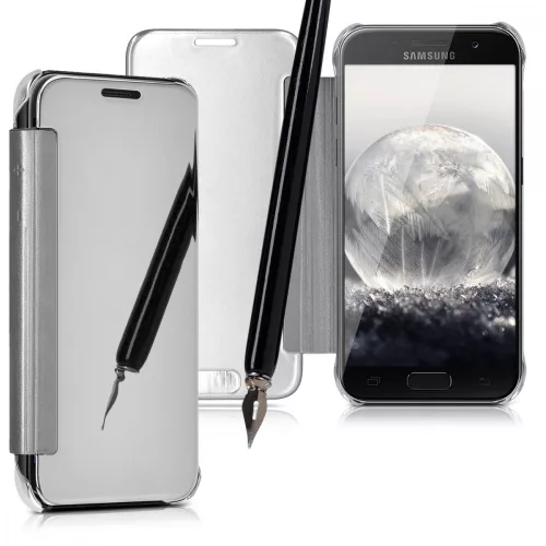 Husa Samsung Galaxy A3 (2017), Piele ecologica, Gri, 40869.42