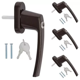   Set 4 Manere pentru fereastra cu blocare, Kwmobile, Maro, Aluminiu, 41890