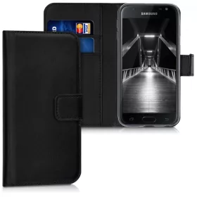 Husa Samsung Galaxy J3 (2017), Piele ecologica, Negru, 42156.01