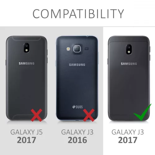 Husa Samsung Galaxy J3 (2017), Piele ecologica, Negru, 42156.01
