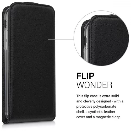 Husa Apple iPhone X / iPhone XS, Piele ecologica, Negru, 42514.01
