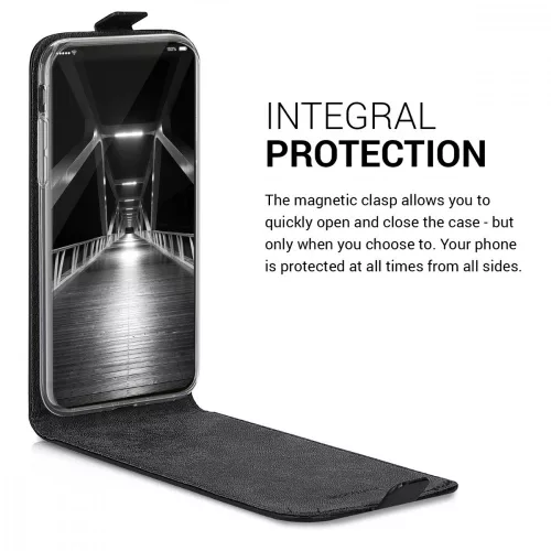 Husa Apple iPhone X / iPhone XS, Piele ecologica, Negru, 42514.01