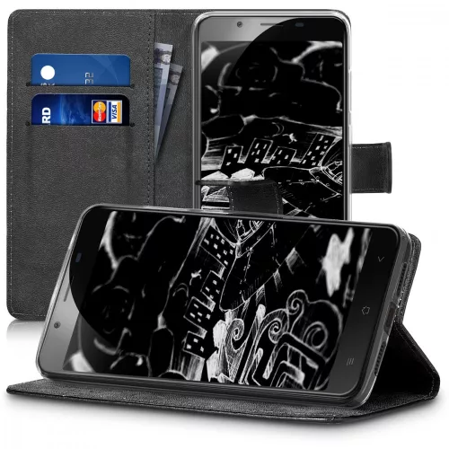 Husa Blackview P2, Piele ecologica, Negru, 42830.01