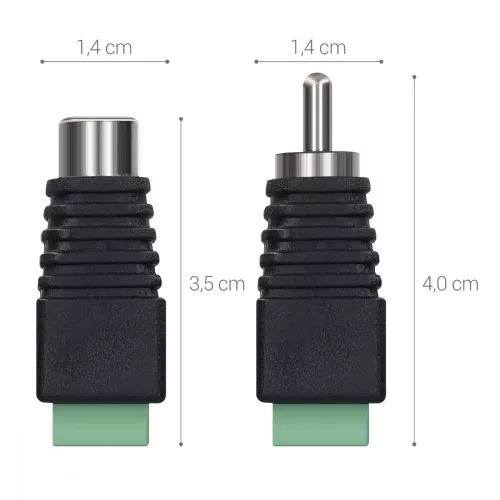 Set 5 Adaptoare audio/video cu RCA mama si tata, Kwmobile, Negru/Verde, Plastic, 42949