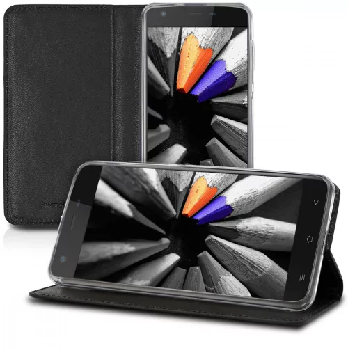 Husa Blackview A7 Pro, Piele ecologica, Negru, 43717.01