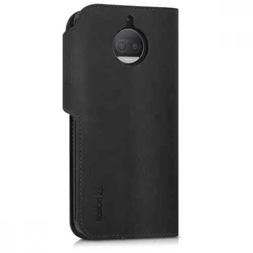 Husa Motorola Moto G5S Plus, Piele naturala, Negru, 42827.01