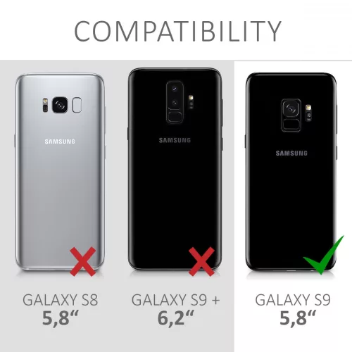 Husa Samsung Galaxy S9, Piele ecologica, Negru, 44090.01