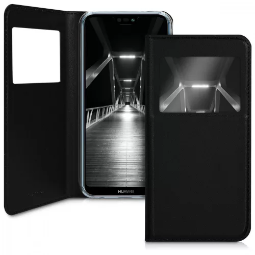 Husa Huawei P20 Lite, Piele ecologica, Negru, 44361.01