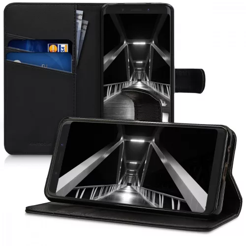 Husa Wiko View Lite, Piele ecologica, Negru, 44578.01