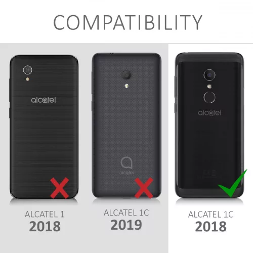 Husa Alcatel 1C, Piele ecologica, Negru, 44642.01