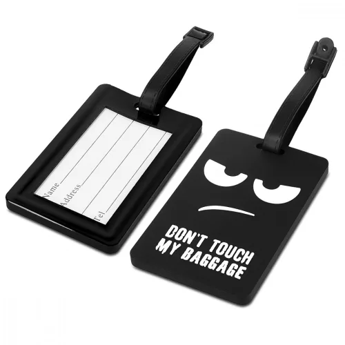 Eticheta pentru bagaje, Kwmobile, Negru/Alb, Silicon, 44781.01