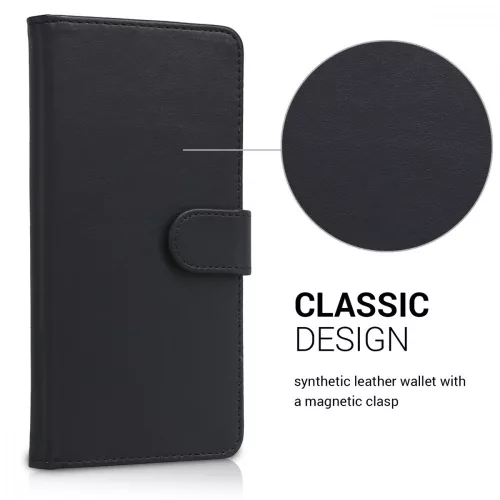 Husa Wiko Lenny 5, Piele ecologica, Negru, 44844.01