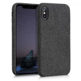 Husa Apple iPhone X / iPhone XS, Textil, Negru, 43479.01
