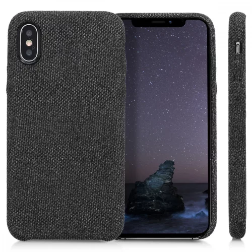 Husa Apple iPhone X / iPhone XS, Textil, Negru, 43479.01