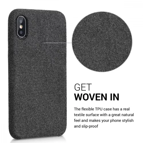 Husa Apple iPhone X / iPhone XS, Textil, Negru, 43479.01