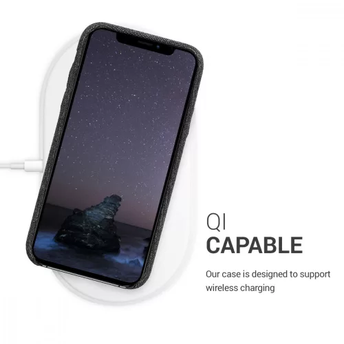 Husa Apple iPhone X / iPhone XS, Textil, Negru, 43479.01