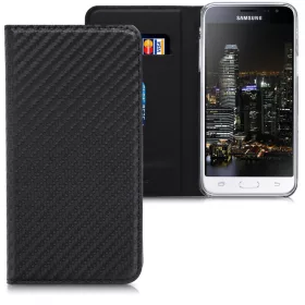 Husa Samsung Galaxy J3 (2016), Piele ecologica, Negru, 45157.01