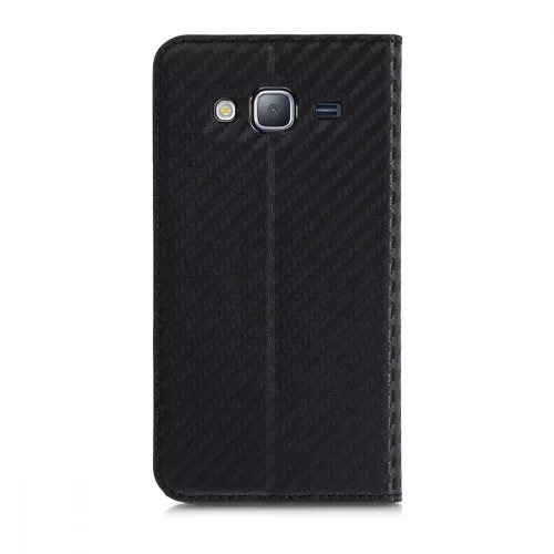 Husa Samsung Galaxy J3 (2016), Piele ecologica, Negru, 45157.01