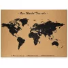 Panou pluta Navaris World Map, 70x50 cm, cu ace si kit montaj, prindere perete, maro/negru, pluta