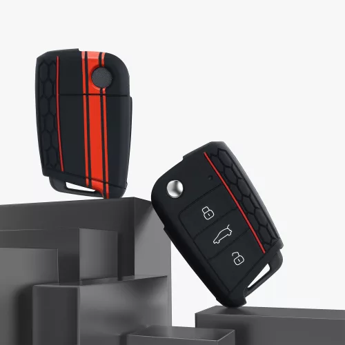 Husa Cheie Auto pentru VW - 3 Butoane, Silicon, Negru, 42888.09
