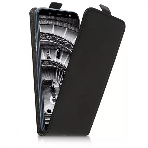 Husa Samsung Galaxy A6 (2018), Piele ecologica, Negru, 45881.01