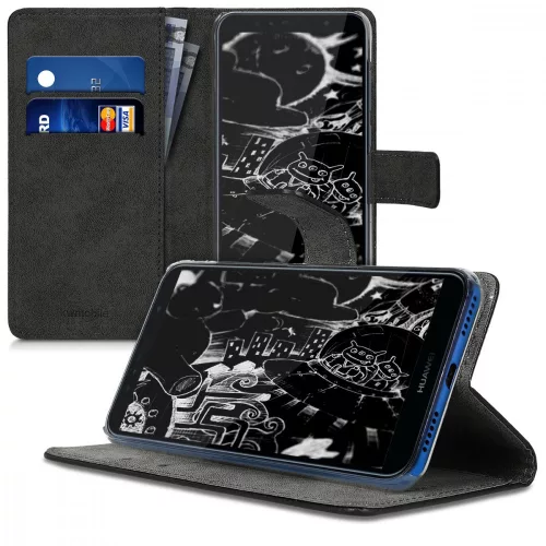 Husa Huawei Y6 (2018), Piele ecologica, Negru, 45923.01
