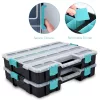 Set 2 organizatoare piese Navaris, 37.5x29x13.4 cm, separatoare reglabile, cleme, negru, plastic