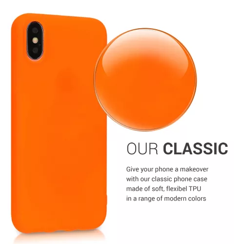 Husa Apple iPhone X / iPhone XS, Silicon, Portocaliu, 46270.69