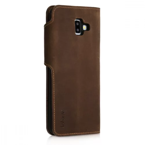 Husa Samsung Galaxy J6 Plus, Piele naturala, Maro, 46604.05