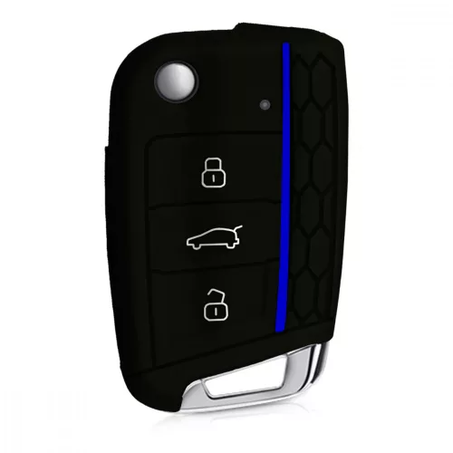 Husa Cheie Auto pentru VW - 3 Butoane, Silicon, Negru, 46967.04