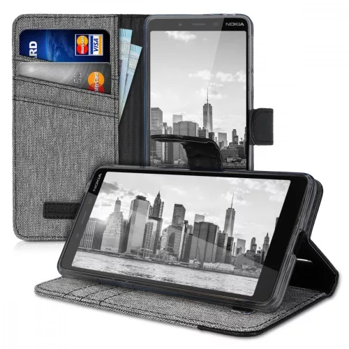 Husa Nokia 1 Plus, Textil, Gri, 48021.01