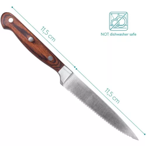 Set 6 cutite pentru friptura cu maner din lemn Navaris, 48114.01.06