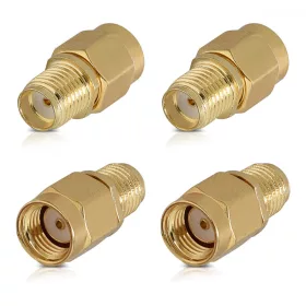   Set 4 Adaptori coaxiali SMA tata la SMA mama, Kwmobile, Auriu, Metal, 48523.01