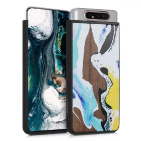 Husa Samsung Galaxy A80, Lemn, Maro, 48664.01